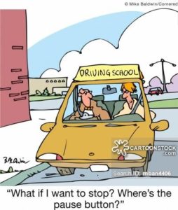 Driving school pause button