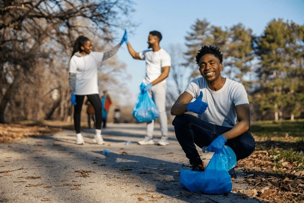 Cleaning up streets on earth day 