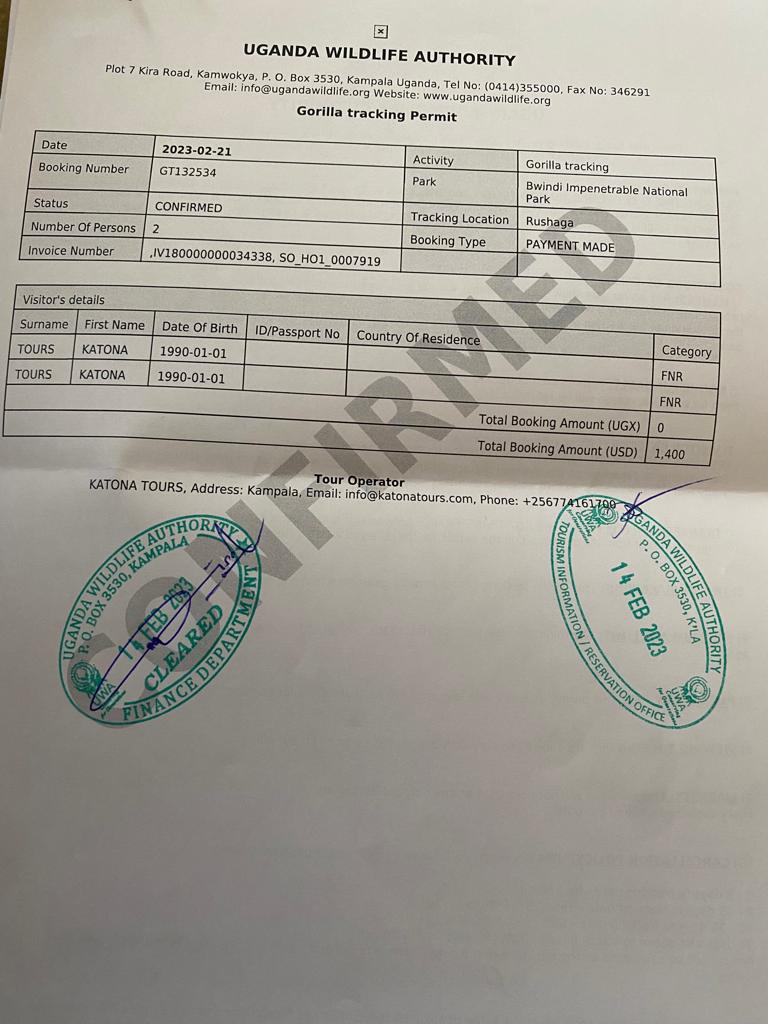 Bwindi gorilla permit booking